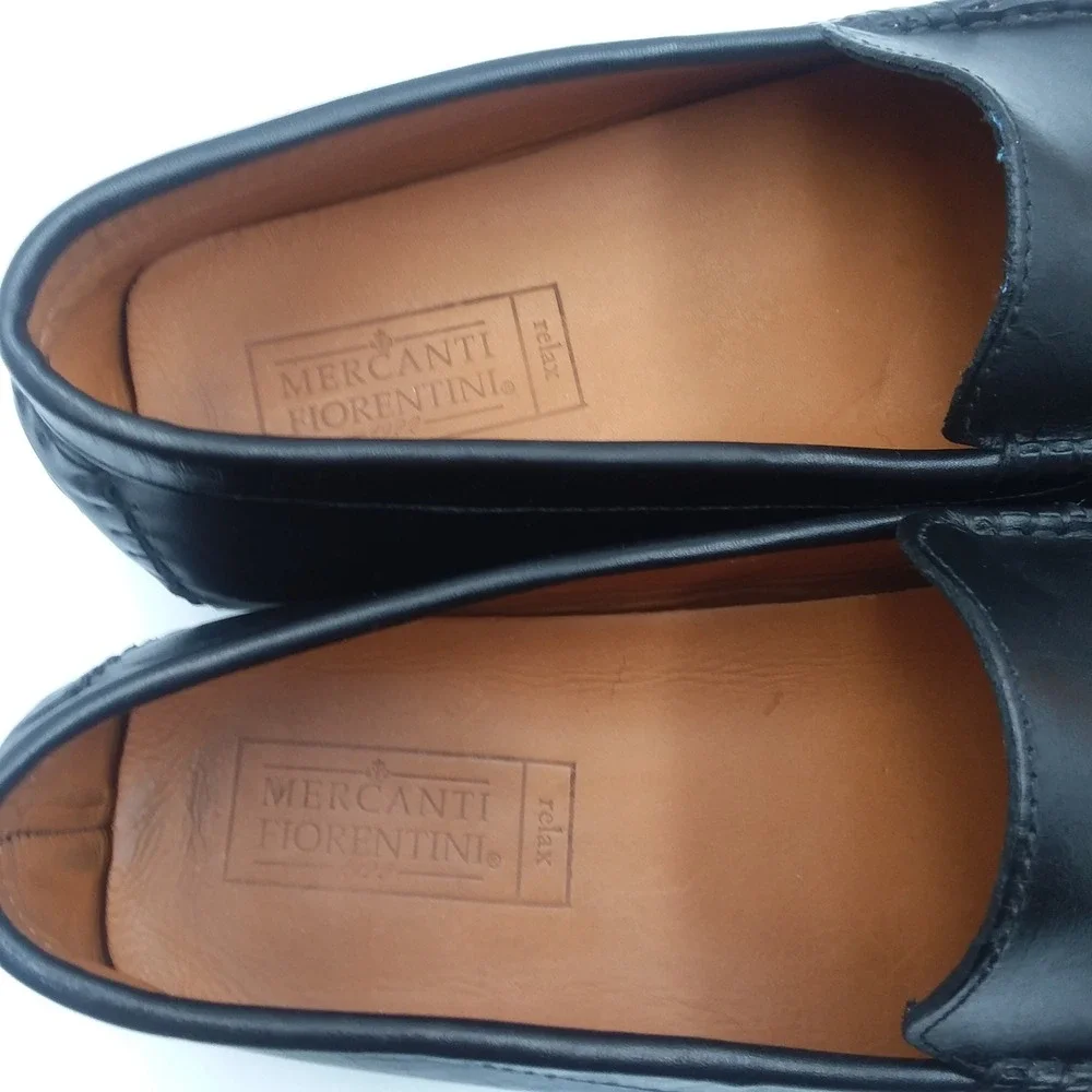Mercanti Fiorentini Relax Men's‎ Black Leather Moc Toe Driving Loafer Shoes 10M